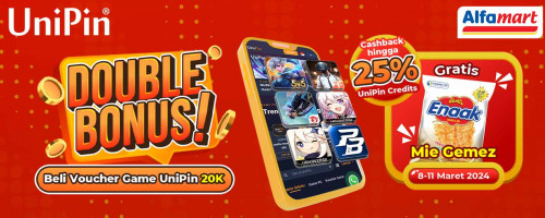 Double Bonus! Dapatkan Mie Gemez Gratis dan Cashback hingga 25% UniPin Credits hanya di Alfamart!